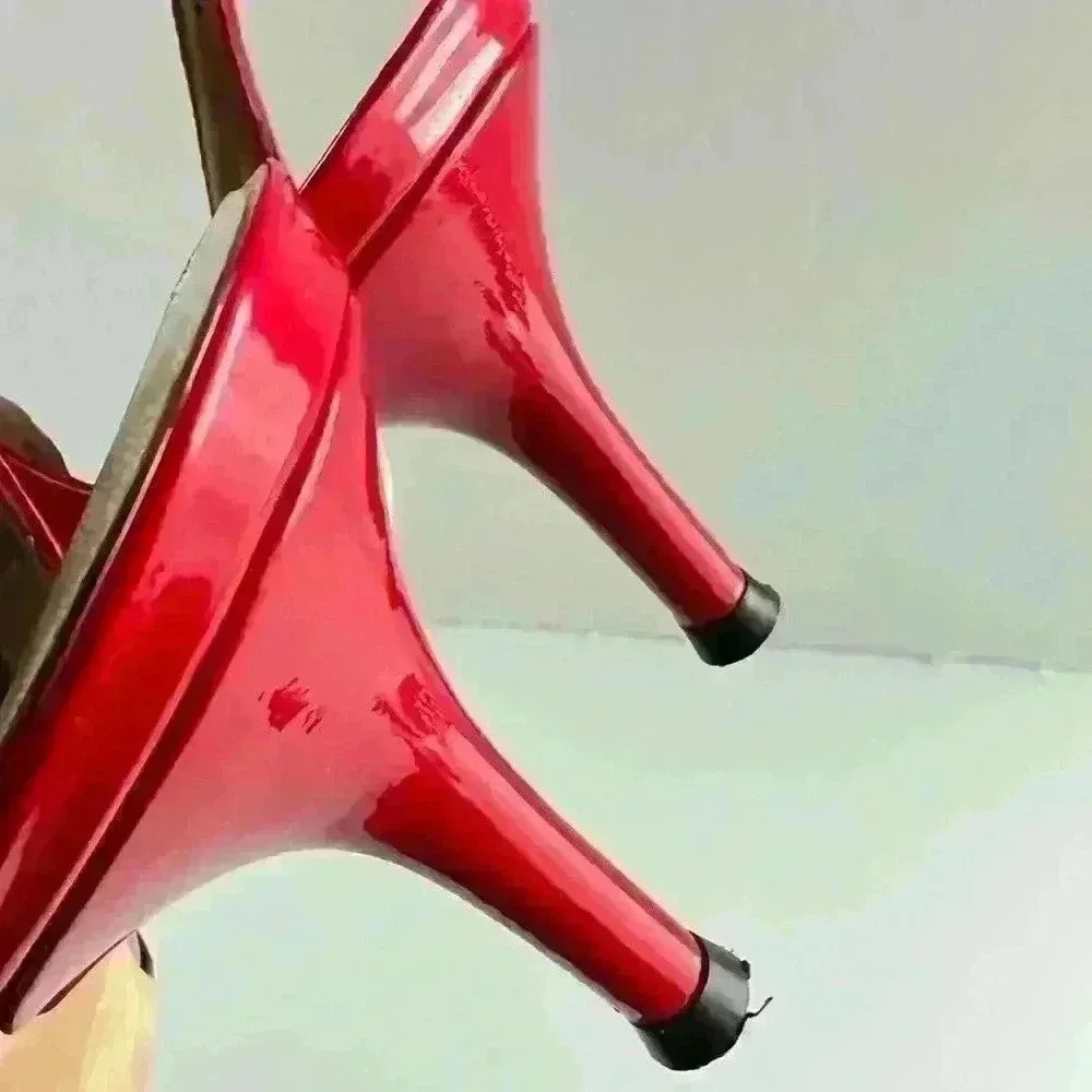 STUART WEITZMAN RED LEATHER Y2K SLINGBACK OPEN TOE KITTEN HEELS SANDALS SIZE 6.5 - Picture 12 of 12